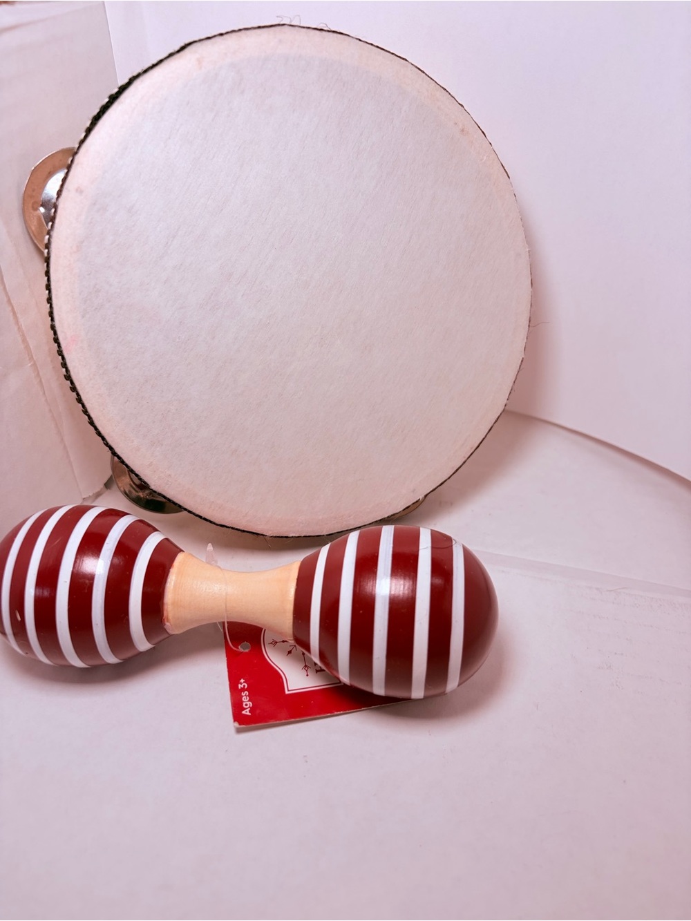 Unbranded Red and White Striped Wooden Maracas -tambourine
